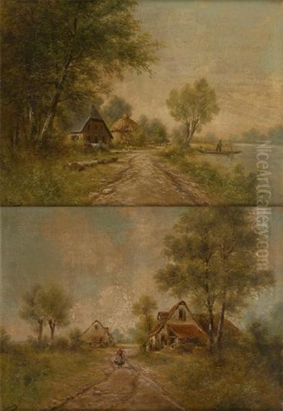 Paysages Animes (2 Works) Oil Painting by Paul Schouten