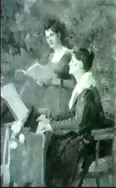 Musikstunde Oil Painting by Emil Schovanek