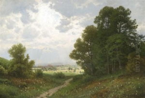 Im Glonntal Bei Grafing Oil Painting by Josef Schoyerer