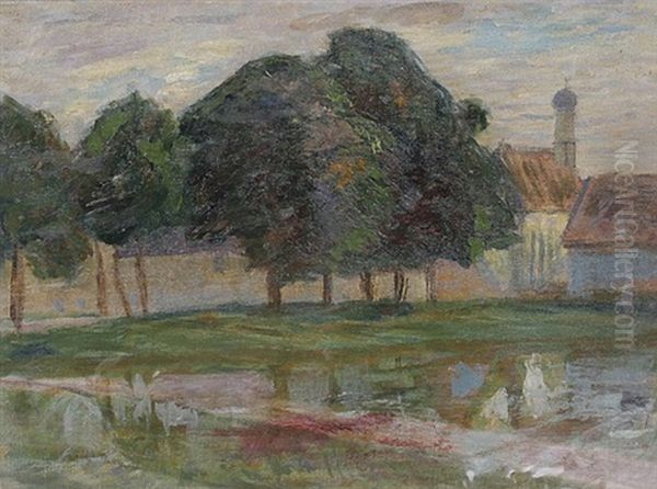 Hauser Und Kirche In Moritzburg Oil Painting by Bertha Schrader