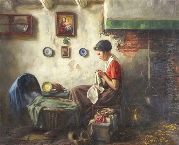 Mutter Und Kind Oil Painting by Julius Schrag