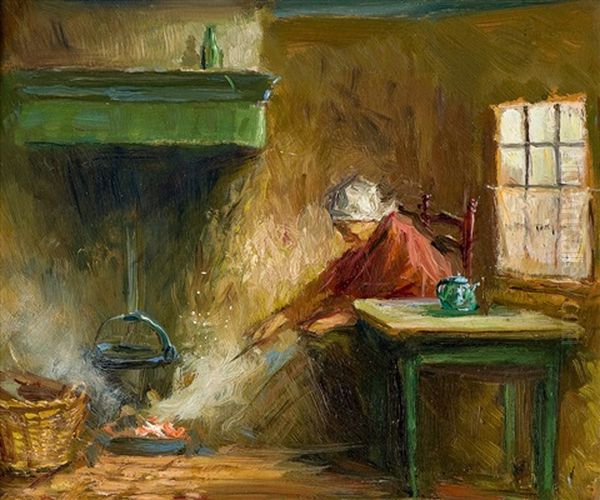 Verloschendes Feuer Oil Painting by Julius Schrag