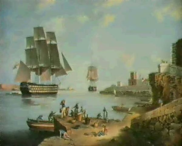 The Caledonia 120 In The Port Of Mahon, Majorca Oil Painting by Anton Schranz