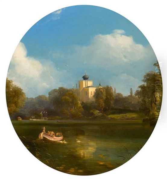 Landhaus Rosenau Bei Nurnberg Oil Painting by Conrad Peter Schreiber