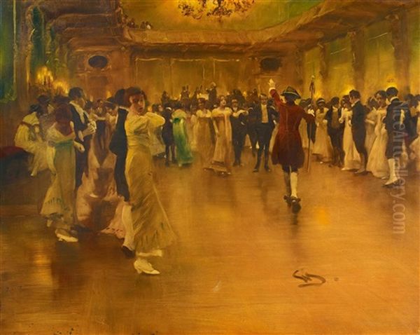 Tanzgesellschaft Im Schloss. Auftakt Zur Polonaise Oil Painting by Wilhelm Schreuer