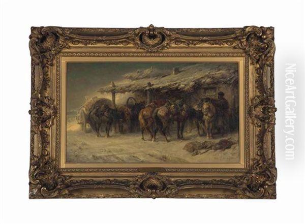 The Wallachian Team Oil Painting by Adolf Schreyer