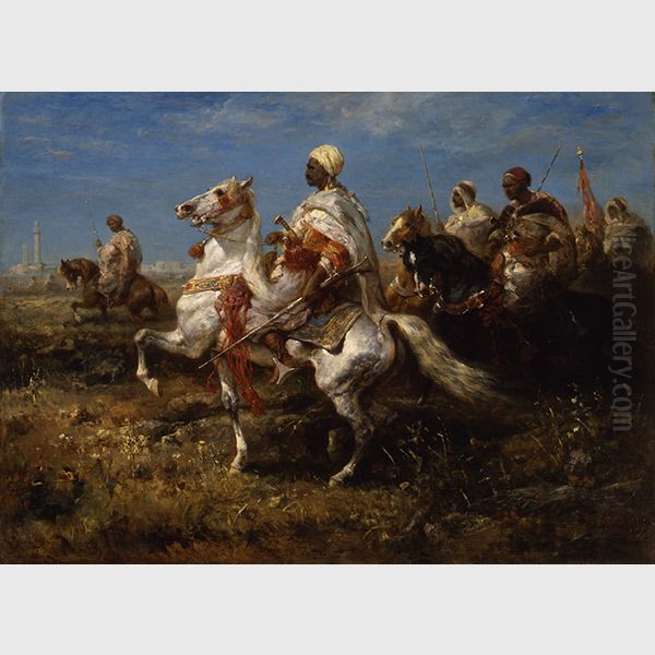 Arabian Horsemen Oil Painting by Adolf Schreyer