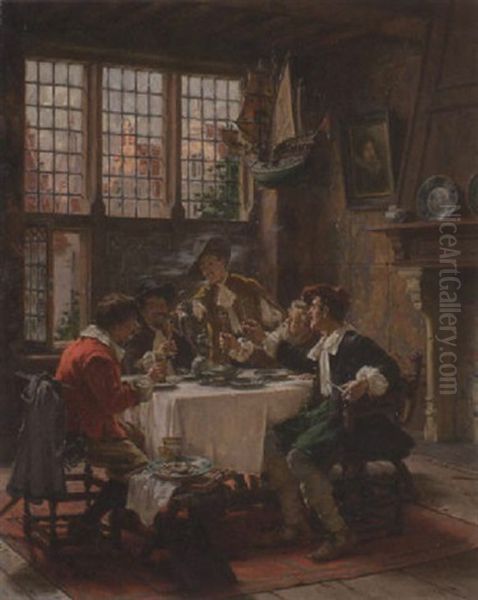 Zechgelage Oil Painting by Albert Friedrich Schroeder