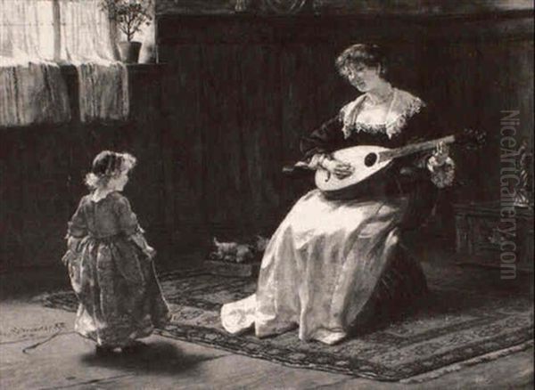 A Child's Dance Oil Painting by Albert Friedrich Schroeder