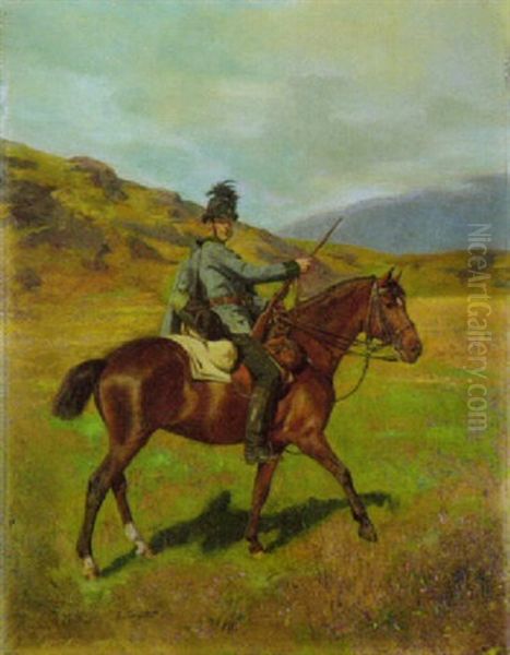 Osterreichischer Grenzjager Zu Pferd Auf Einer Hochebene Oil Painting by Alfred von Schroetter