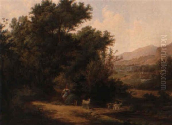 Sommerliche, Hugelige Landschaft Oil Painting by Carl Schubert