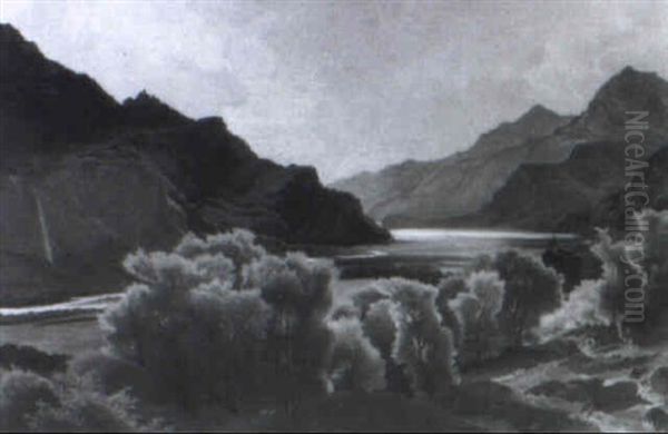 Am Inn Oil Painting by Heinrich Carl Schubert