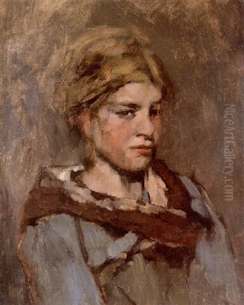 Die Wirtshaustocher Aus Olevano Oil Painting by Carl Schuch