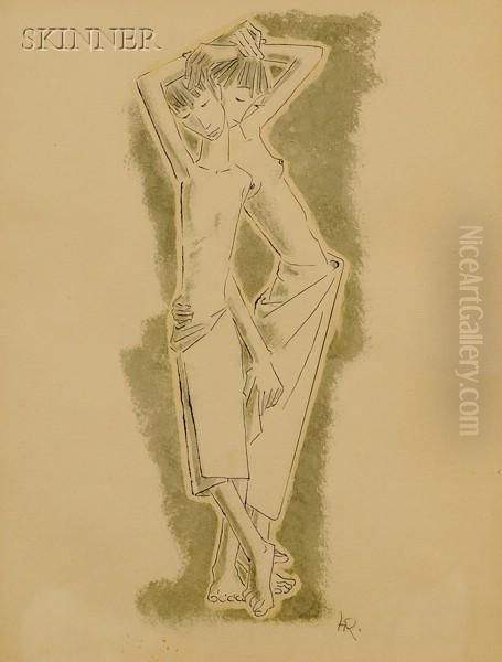 Rox Portrait Of Two Youths Oil Painting by Henry Box