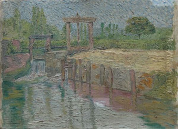 Paysage Divisionniste L'ecluse Oil Painting by Claude Emile Schuffenecker