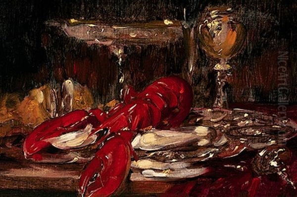 Stilleben Mit Austern, Hummer, Kelchglas Und Aufsatzschale Oil Painting by Nathalie Schultheiss