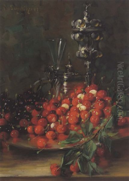 Stilleben Mit Kirschen Oil Painting by Nathalie Schultheiss