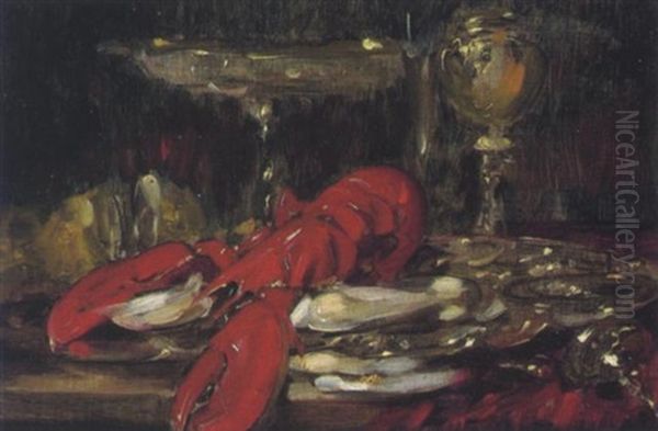 Stilleben Mit Hummer Oil Painting by Nathalie Schultheiss