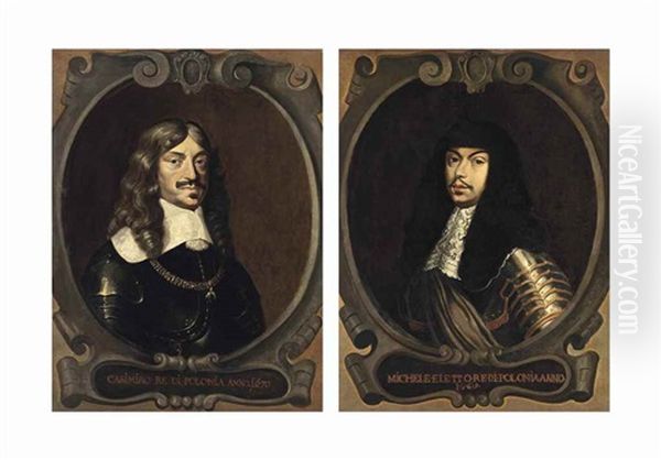 Portrait Of John Ii Casimir (1609-1672), King Of Poland And Grand Duke Of Lithuania; And Michael I (1640-1673), King Of Poland And Grand Duke Of Lithuania Oil Painting by Daniel Schultz