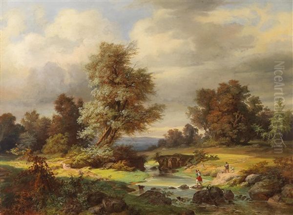 Landscape With Approaching Stormr Oil Painting by Herman Theodore Schultz