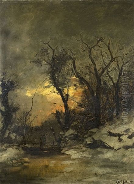 Winterlandschaft Mit Jagern Oil Painting by Karl Schultze