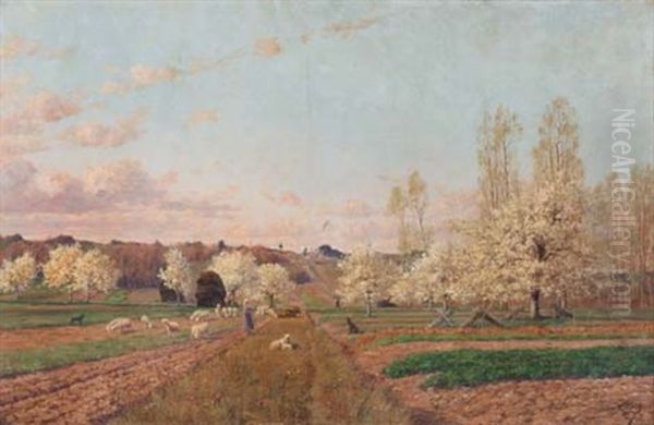 Verger Au Printemps, Montigny Sur Loing Oil Painting by Adrien Schulz