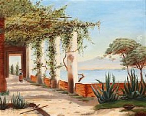 View From An Italian Loggia Oil Painting by Harald Schumacher