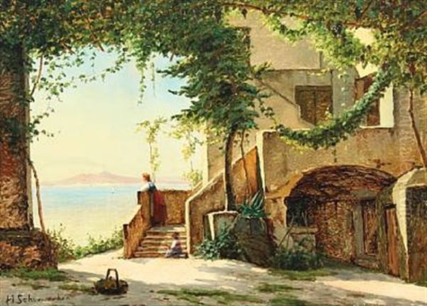View Of Capri Overlooking The Vesuvius Oil Painting by Harald Schumacher