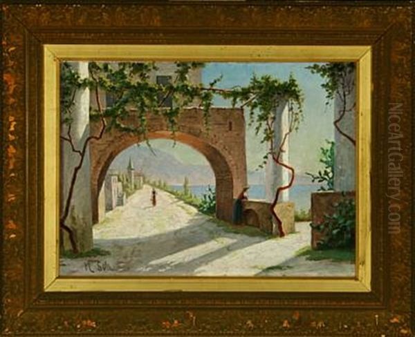 Coastal Scenery With Women Oil Painting by Harald Schumacher