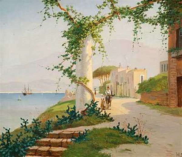 I Udkanten Af En Italiensk By Med Udsigt Over Havet Oil Painting by Harald Schumacher