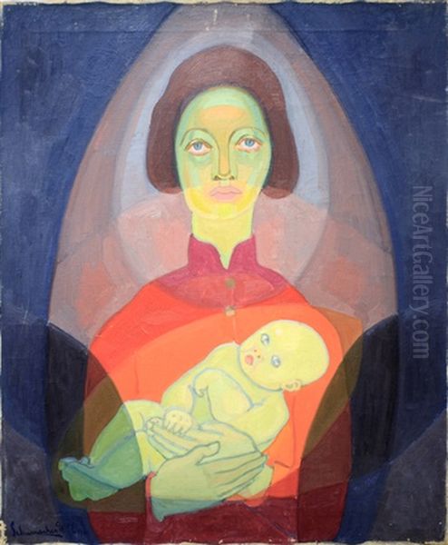 A Mother And Her Child Oil Painting by William Schumacher