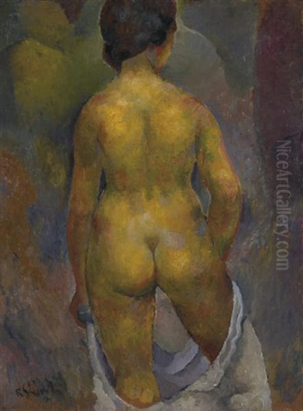 Ruckenakt Oil Painting by Johann Robert Schuerch