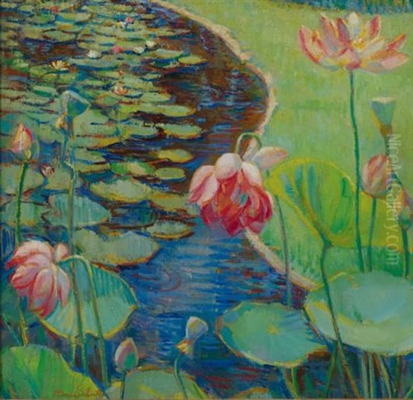 Water Lilies Oil Painting by Donna N. Schuster