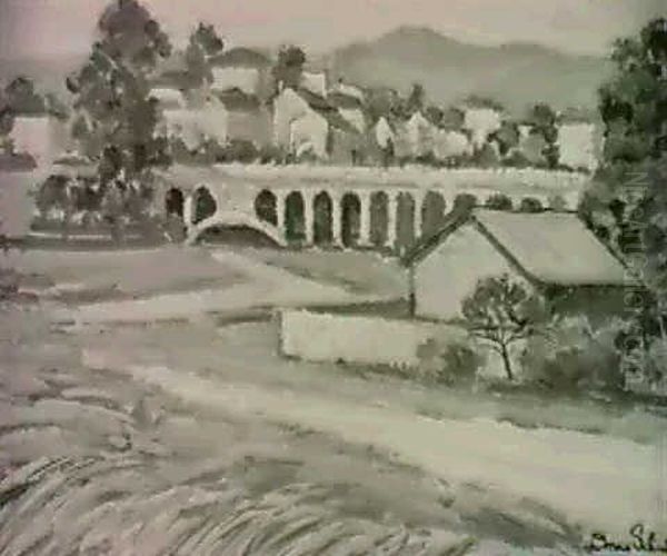 Early Pasadena Oil Painting by Donna N. Schuster