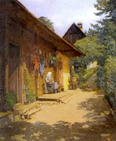 Mutterl In Der Sonne Oil Painting by Karl Maria Schuster