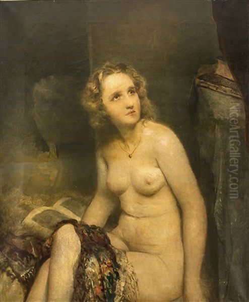 Weiblicher Halbakt Im Boudoir Oil Painting by Raffael Schuster-Woldan