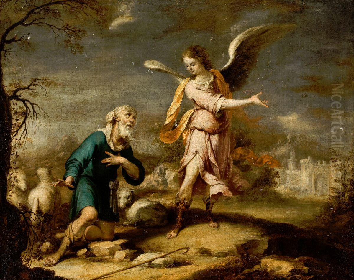 Shepherd And Archangel In An Extensive Landscape Oil Painting by Cornelis Schut III
