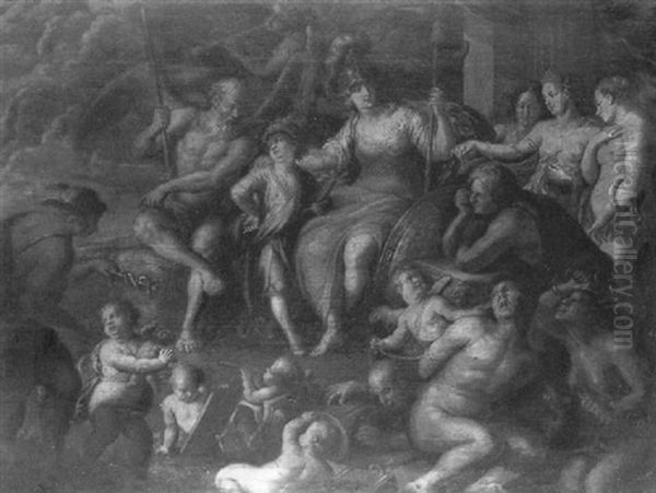 Le Triomphe D'un Prince Entre Le Temps Et Minerve Oil Painting by Cornelis Schut III