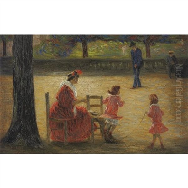 Au Jardin Du Luxembourg Oil Painting by Paul Rene Schuetzenberger