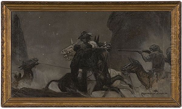 Western Scene Oil Painting by Remington Schuyler