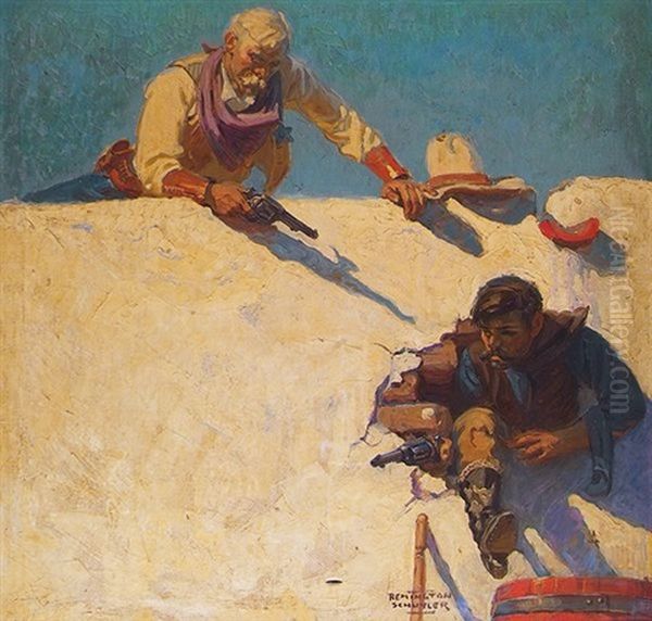 Sheriff Thwarts A Jail Break (magazine Cover Illus.) Oil Painting by Remington Schuyler