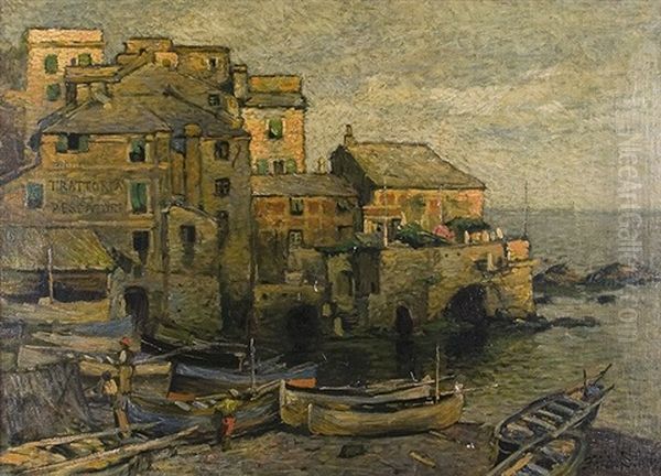 Mediterranean Coast Locality Oil Painting by Friedrich Schuez