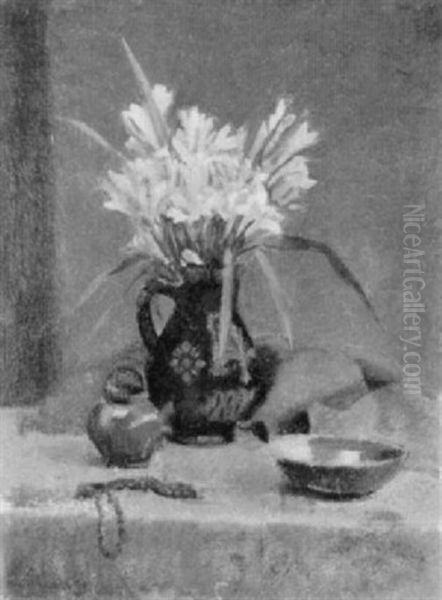 Stilleben Mit Blumenstrauss, Schale Und Kannchen Oil Painting by Hans Alvin Schwabe