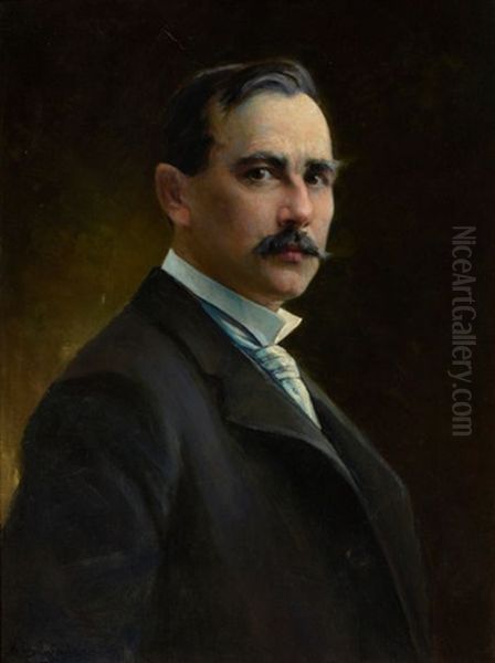 Portrait Of Charles Schreyvogel Oil Painting by Heinrich August Schwabe