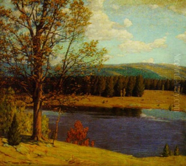 View Of The Hudson River Valley Oil Painting by Andrew Thomas Schwartz