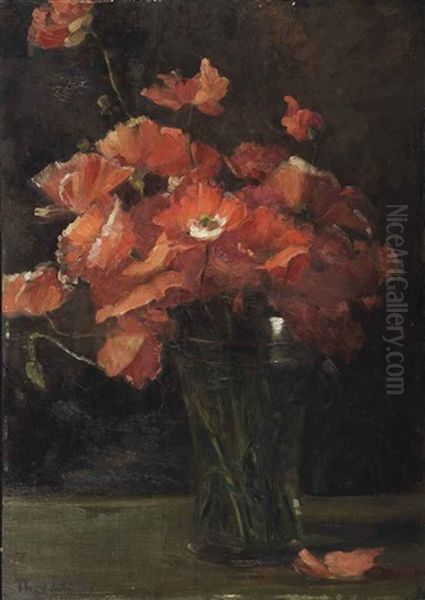 Papavers Oil Painting by Therese Schwartze