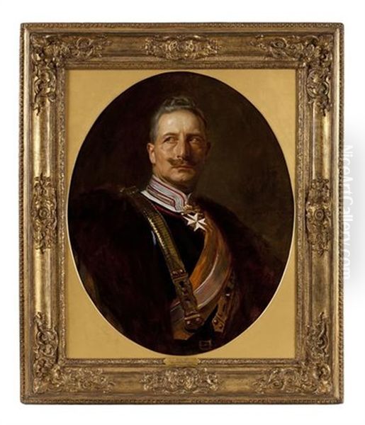 Portrait Of Kaiser Wilhelm Ii Oil Painting by Alfred Schwarz