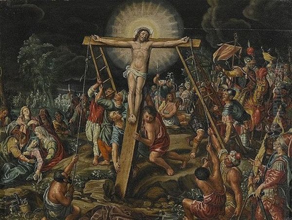 Kreuzaufrichtung Oil Painting by Christoph Schwarz