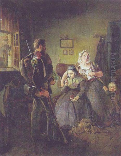 Hjem Fra Krigen Oil Painting by August Ferdinand Schwedler