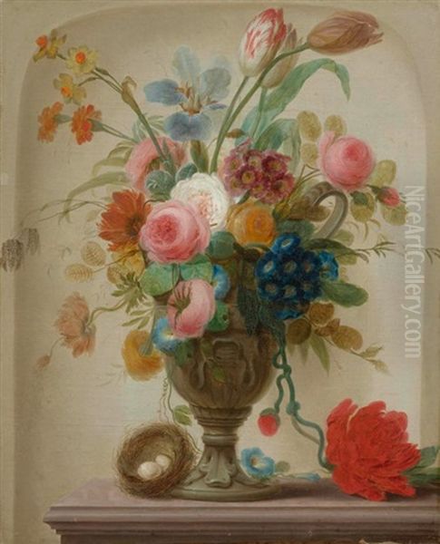 Blumen In Einer Vase Oil Painting by Heinrich Wilhelm Schweickardt
